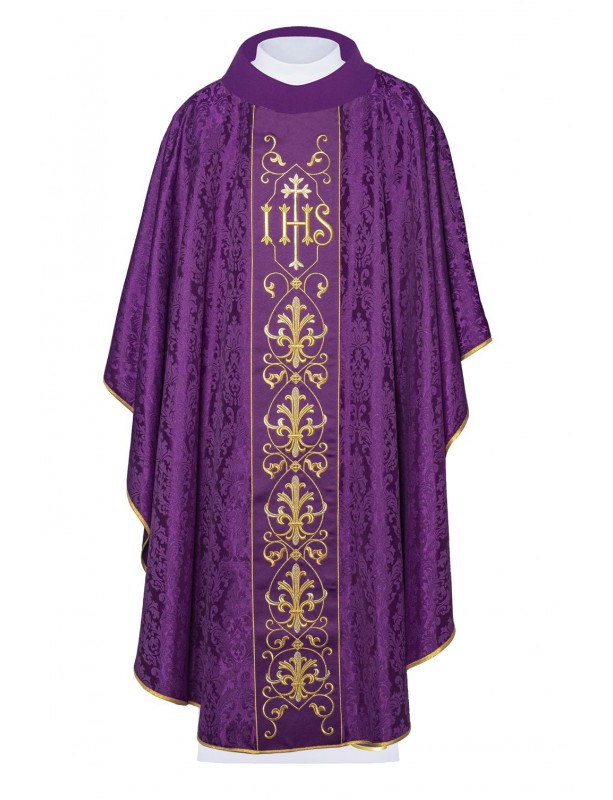 Ornat bogato haftowany IHS - fioletowy (H165)