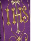 Chasuble richly embroidered IHS - purple (H165)