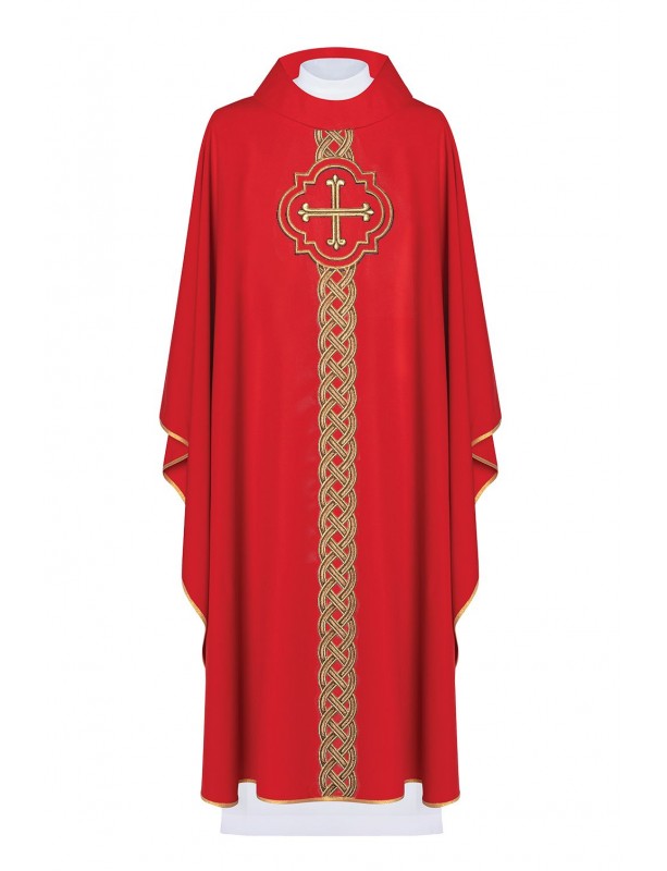 Chasuble brodée Croix - rouge (H170)