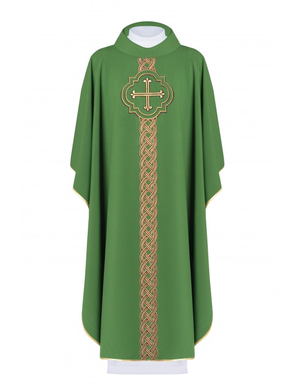 Chasuble brodée Croix - vert (H172)