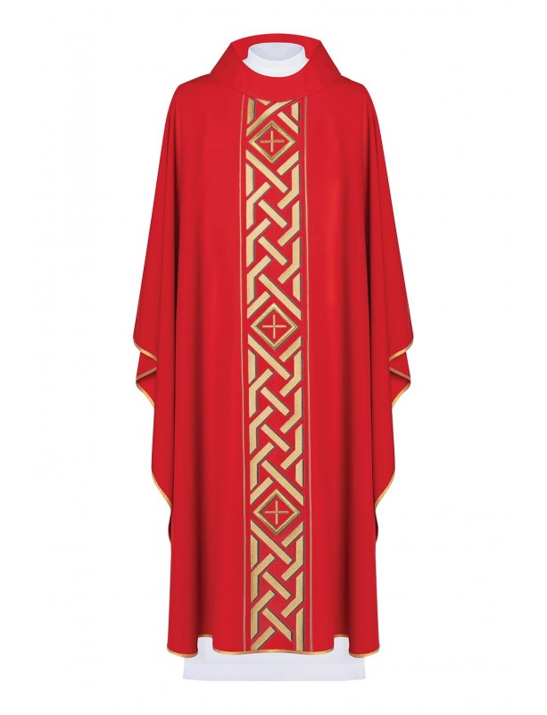 Messgewand bestickt mit Kreuz - rot (H176)