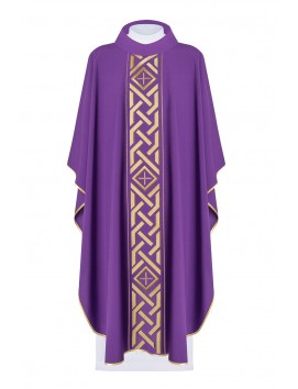 Messgewand bestickt mit Kreuz - violett (H177)