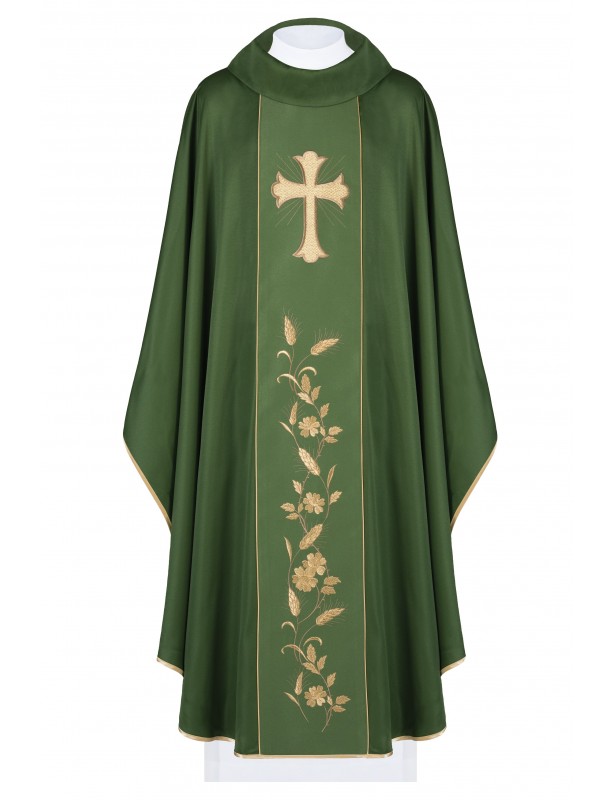Messgewand bestickt mit Kreuz und Ähren - grün (H183)