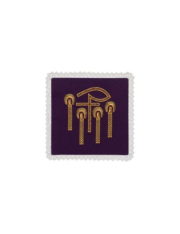 Chalice pall purple P + candles