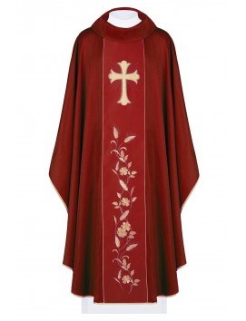 Messgewand bestickt mit Kreuz und Ähren - rot (H184)