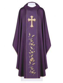 Chasuble embroidered cross and ears - purple (H185)