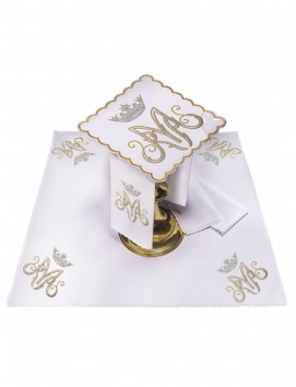 Chalice linen set with Marian motif (17H)