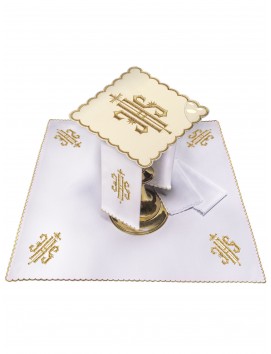 Chalice linen set embroidered with IHS (29H)