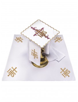 Chalice linen set embroidered IHS (61H)