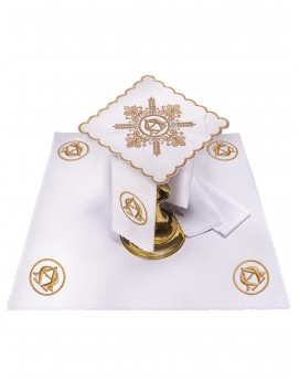 Kelch aus Leinen mit gesticktem Alpha und Omega (63H)
