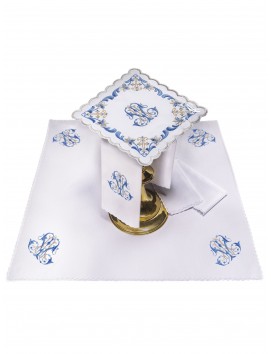 Marian embroidered Chalice linen set (39H)
