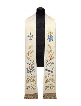 Stuła haftowana symbol Maryjny