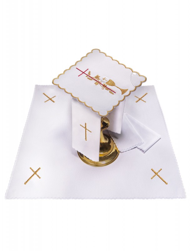 Chalice linen set embroidered cross, chalice (74H)