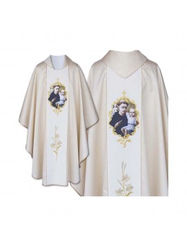 Chasuble in Ecru with St. Anthony Embroidered Panel