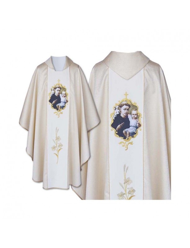 Chasuble in Ecru with St. Anthony Embroidered Panel