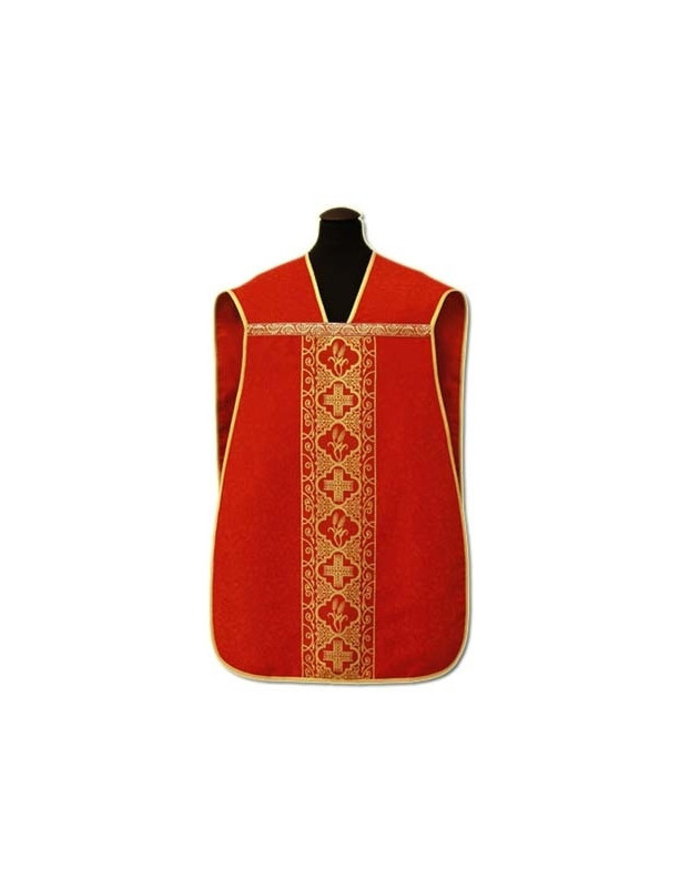 Ornat rzymski - adamaszek - czerwony, złoty pas