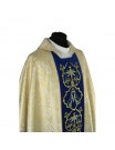 Marian chasuble embroidered gold, blue belt (33)