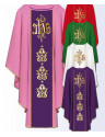 Catholic Chasuble with IHS Monogram and Royal Crown Embroidery