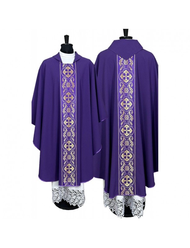 Gothic purple chasuble with woven stripes (6K)