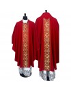 Gothic red chasuble with woven stripes (4K)