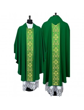 Gothic green chasuble with woven stripes (3K)