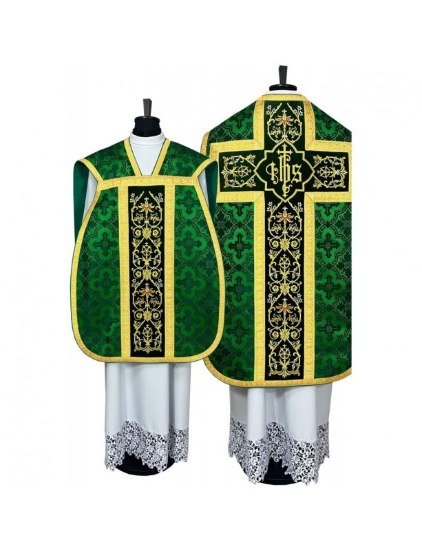 Roman green chasuble - manipulator, burse, veil, stole (6K)