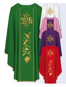 Chasubles with Gold IHS Monogram and Vine Embroidery