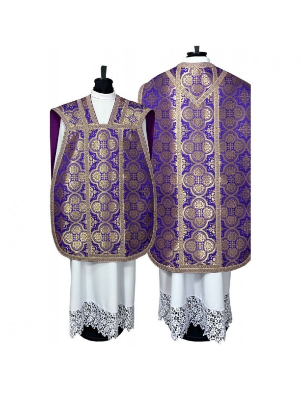 Roman chasuble purple - manipulator, burse, veil, stole (2K)