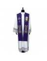 Bestickte Stola des hl. Pater Pio - violette Farbe (2K)