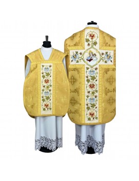 Casula romana ricamata della Madonna con Bambino - borsa, velo, stola (1K)
