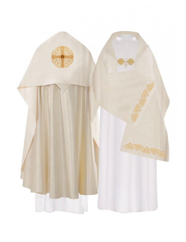 Embroidered cross veil - gold (H3)