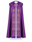 Embroidered cope, IHS + chalice - purple (8H)