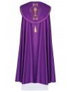 Embroidered cope, IHS + chalice - purple (8H)