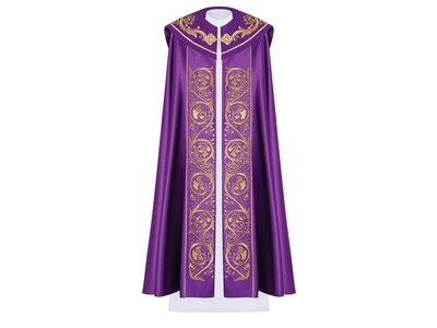 Vyšívaná pluviálka, IHS - purpurová (12H)