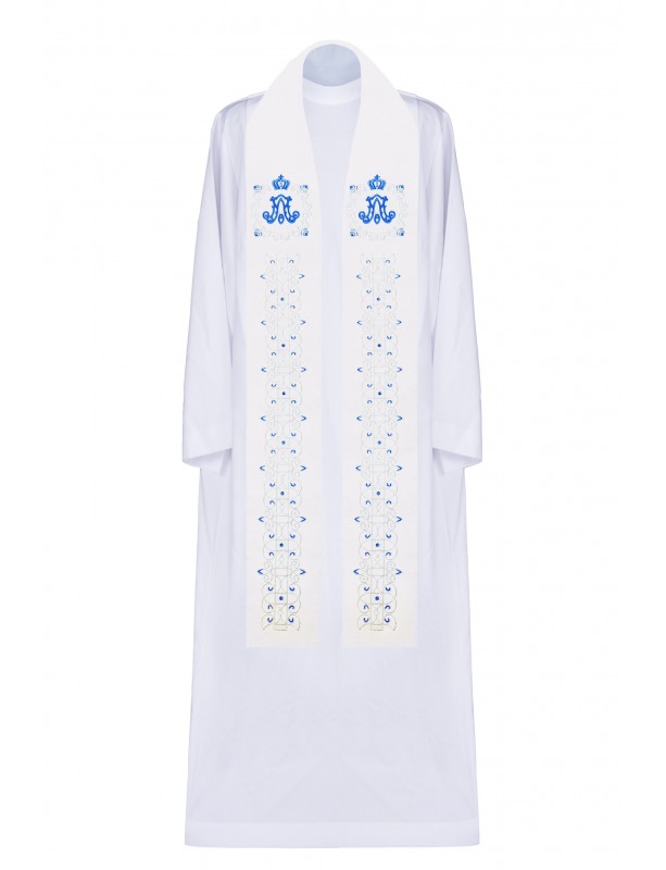 Embroidered ecru stole, Marian (1H)