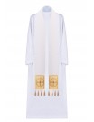 Embroidered ecru stole, embellished with tassels (3H)