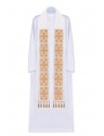 Embroidered ecru stole, embellished with tassels (4H)