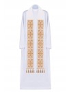 Embroidered ecru stole, embellished with tassels (4H)