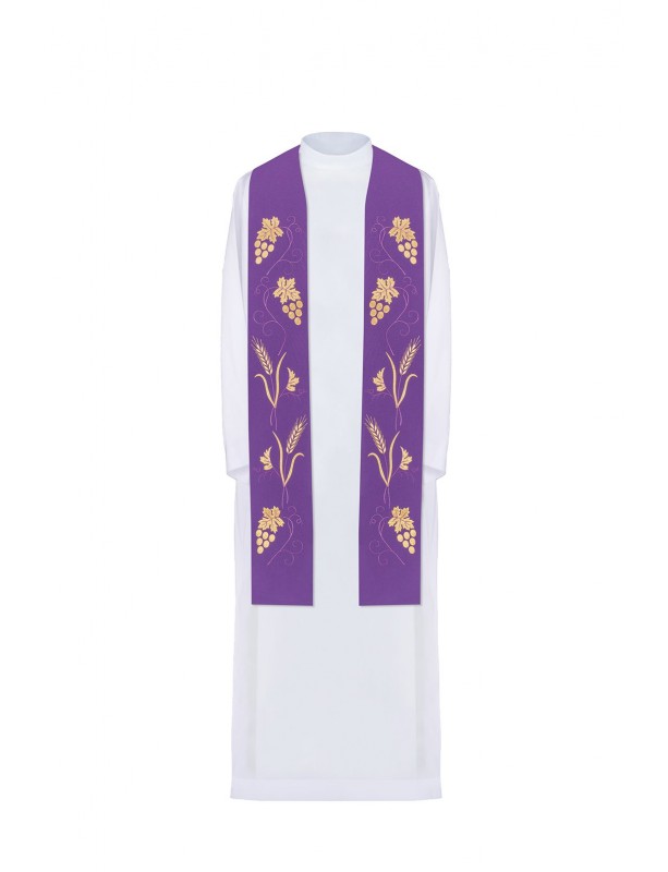 Stola sacerdotale viola ricamata (5H)