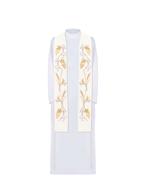 Embroidered ecru priest's stole (6H)