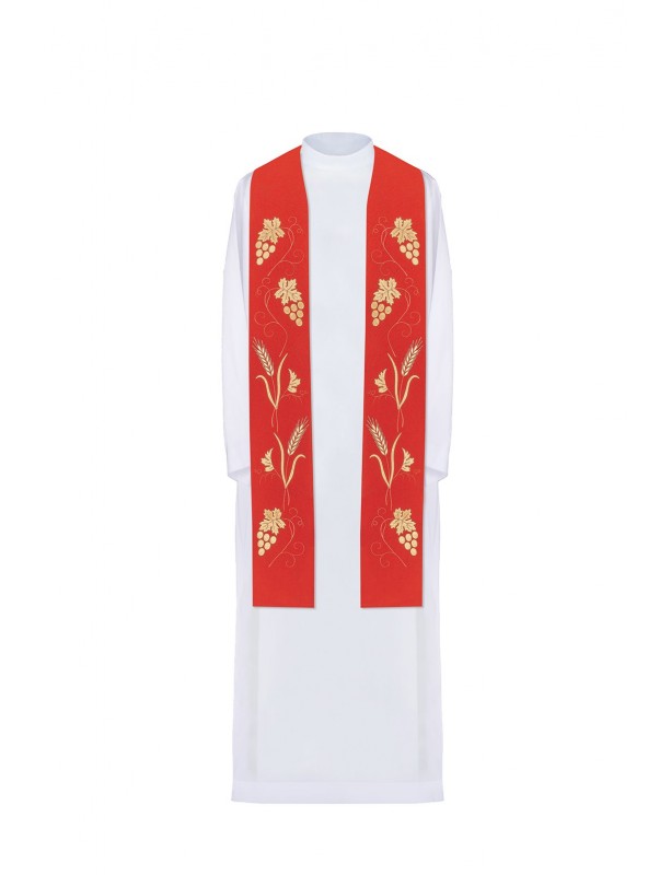 Stola sacerdotale rossa ricamata (7H)