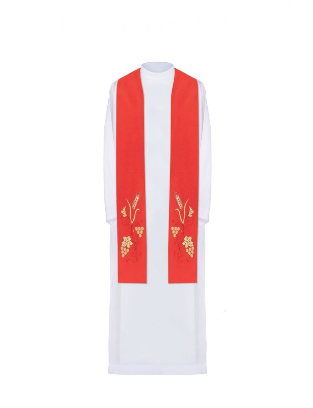 Embroidered red priest's stole (12H)