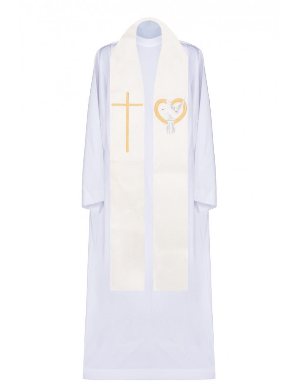 Étole de mariage brodée, écru (21H)