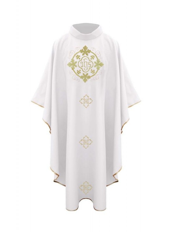 Mass chasuble white with eucharistic embroidery