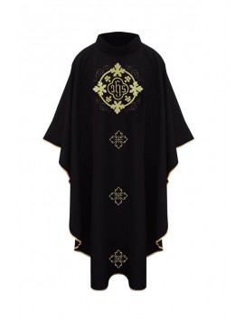 Mass chasuble black with Eucharistic embroidery