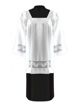 Priest surplice white, decorative cotton lace