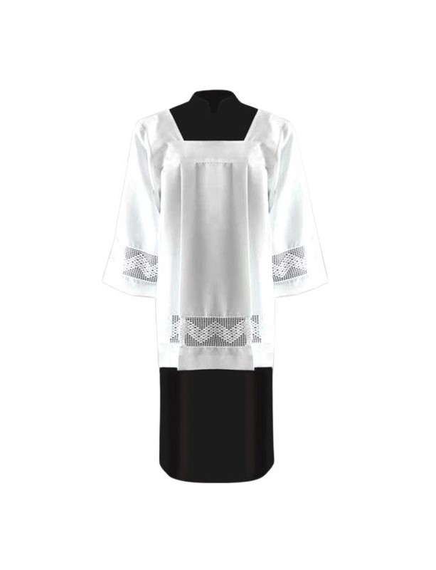 Priest surplice white, decorative cotton lace