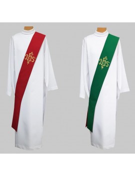 Estola de diácono dupla face vermelha-verde (3K)