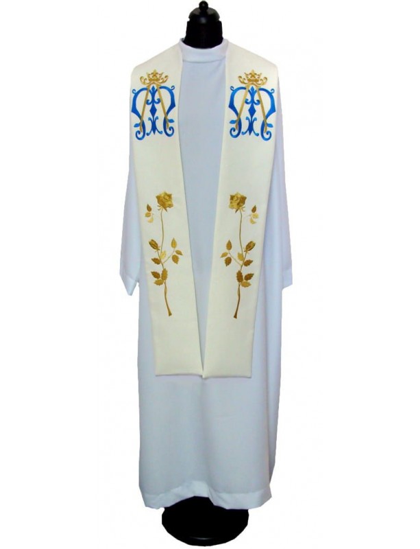 Embroidered Marian stole, ecru (2K)