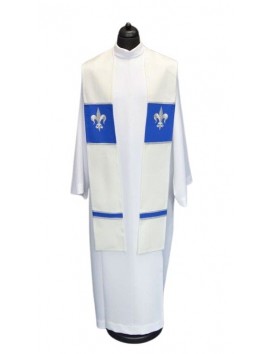 Stolă mariană de preot, brodată, ecru (3K)